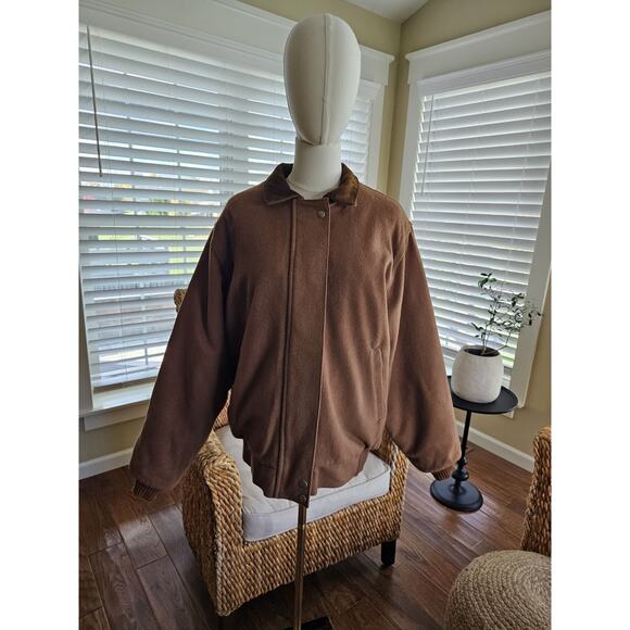 L.L Bean Vintage Wool Bomber Jacket Women's Size L Brown Made in USA - Picture 9 of 16